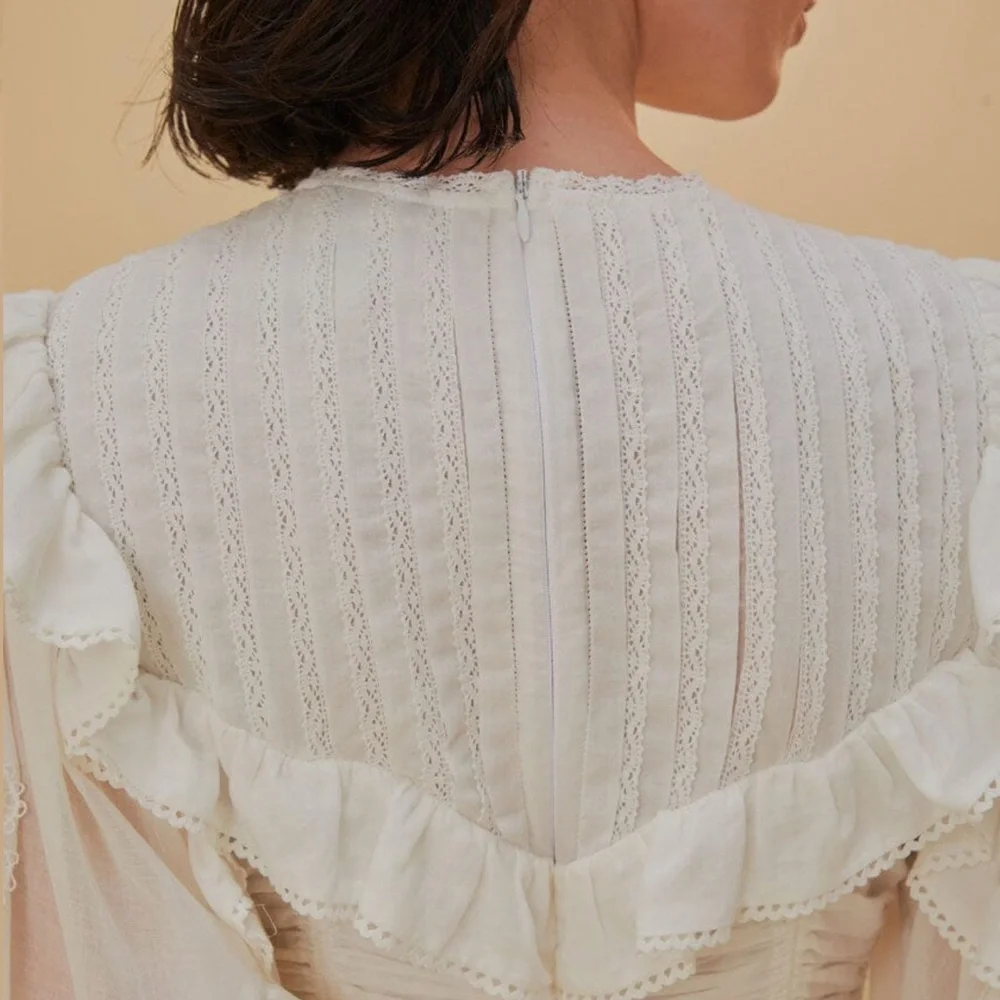 FARM Rio Cream Ruffled Eyelet Mini Dress - Picture 7 of 10